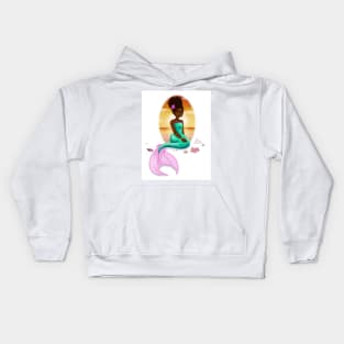 Little Black Girl Mermaid| Black Fantasy Art Kids Hoodie